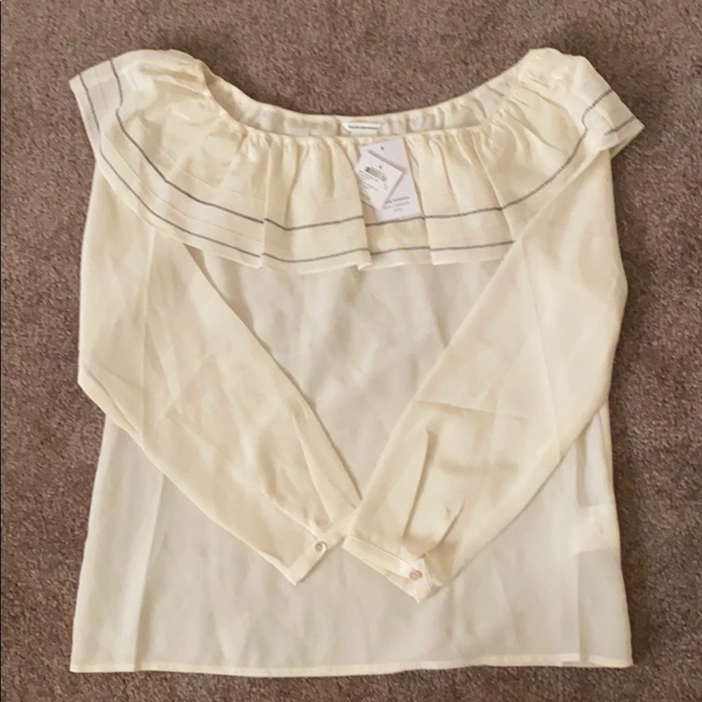Women's Off-Shoulder Ruffle Blouse - Cream - Picture 6 of 8